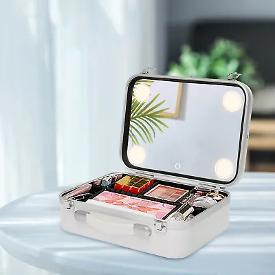 Portable Cosmetic Organizer Box Travel Makeup Train Case W/Lights And Mirror New • $68
