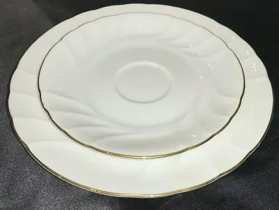 Mikasa Wedding Band Gold #l9709 Lot Of 2: 1 Salad Plate 1 Saucer Gold Trim Euc  • $12.95