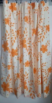 £28 • Buy Vintage 70's Orange Floral Curtains 58 Inch Wide 54 Inch Drop Floral Lined 