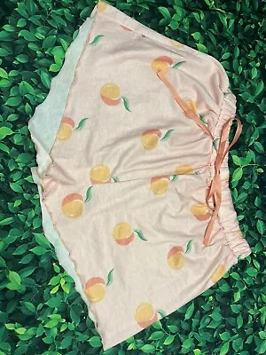 PINK PEACHES LOUNGE PJ SHORTS NOVELTY DRAWSTRING WAIST H&M Polyester Spandex M  • $10.70