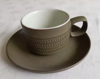Denby Chevron Olive Green Coffee Cup 4cm X 7cm Diameter • £7.45