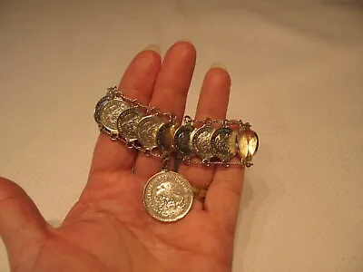 1950's-60's Handmade Mexican Coin Bracelet Cinco Centavos Estados Unidos • $45