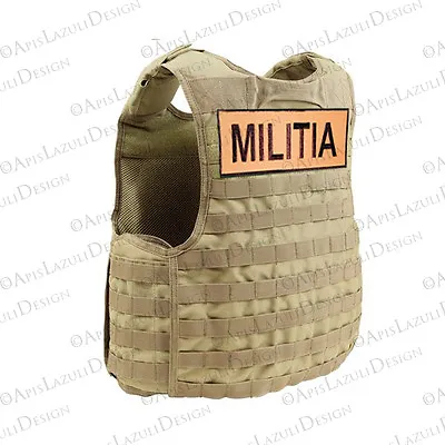 Militia Patch _ Back (L) _ Carrier Rig Insignia Airsoft Mil-Sim Prep III% • $17.50