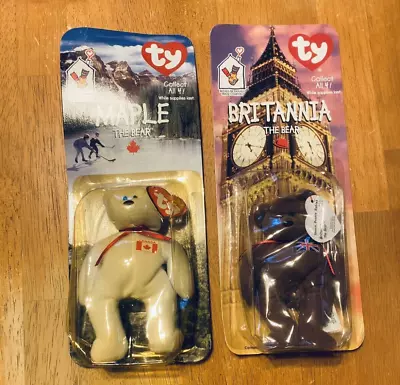 TY Beanie Babies McDonalds International Bears Set Of (2) With Errors RARE NIB • $19.95