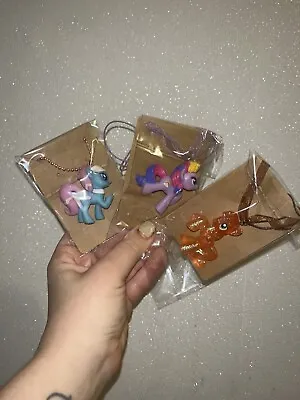 Pack Of 3 3x My LITTLE PONY 3D FIGURE NECKLACE GLITTER APPLEJACK Y2K KAWAII NEW • £7.99