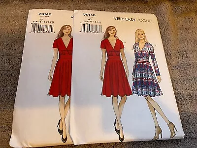 Vogue Pattern V9146 Ms EASY V-Neck Dress W/Sleeve Variations & Side Pockets EASY • $3.50