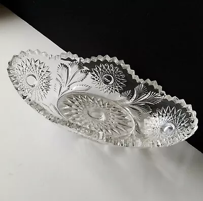 Millersburg Hobstar Feather Fern Celery Tray Oval Crystal Dish 10  No. 358 C1908 • $20