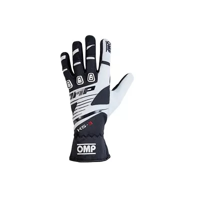OMP Racing Karting Gloves KS-3 MY19 Black/white - Size L • $66.67