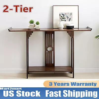 Chinese Style Vintage Console Table Sofa Side Table Entryway Table Bamboo Shelf • $110