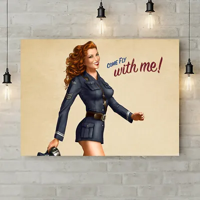 COME FLY WITH ME PINUP RETRO Canvas Wall Art Rolled Print - Various Sizes  • $28.25