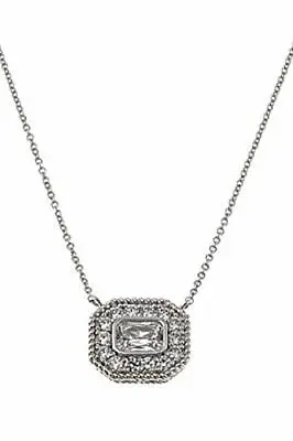 HSN Leslie Greene Sterling Silver Simulated Diamond Pendant 18  Necklace • $14.99