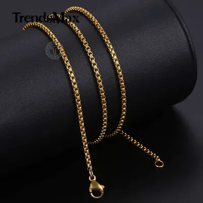 Stainless Steel Round Box Chain Gold Plated 16-30  Men Women Choker Necklace • $7.99