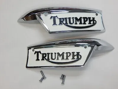 $72 • Buy 82-9700 Triumph Gas Fuel Petrol Tank Badges Emblems 650 500 250 T120 TR6 1969 On