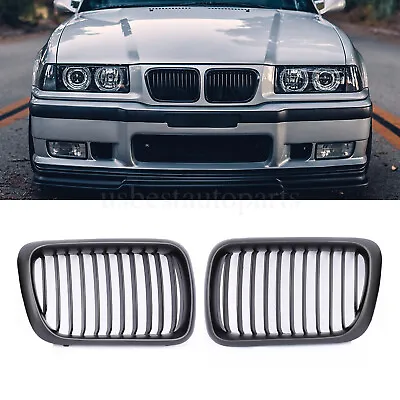 Matte Black Front Kidney Grilles Grill For BMW E36 3 Series E36 Sedan 1997–1999 • $25.09