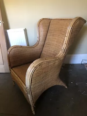 Vintage Bamboo Cane & Rattan Wingback Armchair. Collection Only • £35