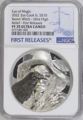 CIT 2022 Cook Islands Raven Witch Eye Of Magic 2oz Silver Coin NGC PF70 FR • £365.72