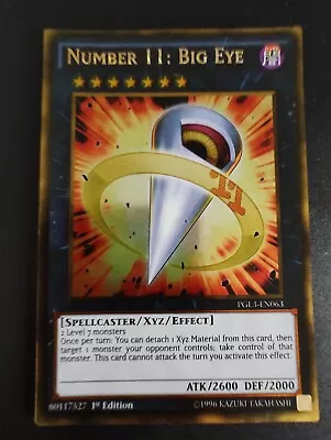 Yugioh Gold Rare NUMBER 11: BIG EYE 1st Edition PGL3-EN063 -NM • $6