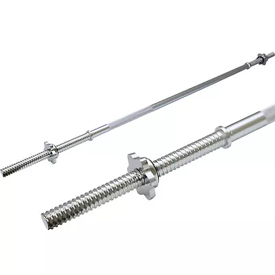 5ft Barbell 1” Weight Bar & Spinlock Collars Body Building/Lifting Arm/Chest/Leg • £29.99