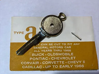 NOS Vintage Uncut Type A General Motors GM Key Blank Oldsmobile Buick Cadillac • $9.98