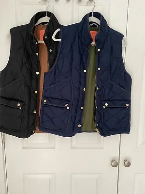 J Crew Quilted Vest Preowned Large Women  Black And Blue  Selling 2 • $39