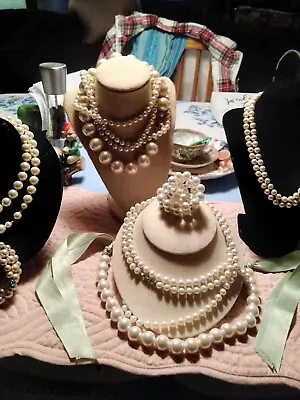 Tons Of Vintage Pearls!  10 Sets! All Very Good Condition White To Cream Nice. • $17