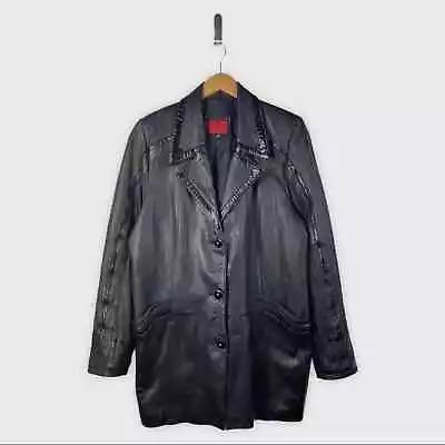 Cander Pelle Black Leather Coat Vintage • $1200