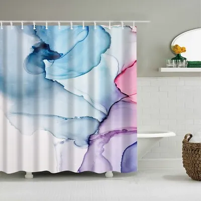 £12.99 • Buy Waterproof Polyester Fabric Bathroom Shower Curtain Sheer Panel Decor 12 Hooks