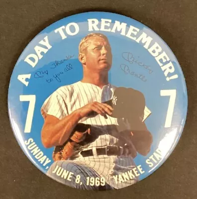 1969 Mickey Mantle Retirement Ceremony Commemorative Pin-Back Button Yankees HOF • $9.99