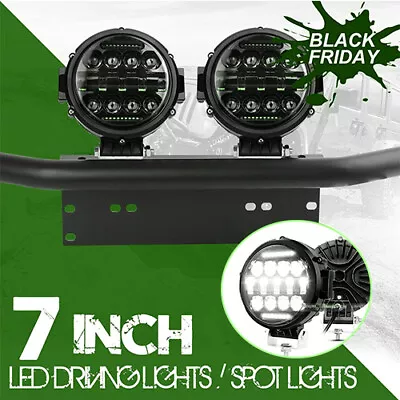 7inch Round LED External Light +23'' Bull Bar Bumper License Plate For Truck ATV • $109.95