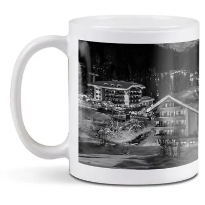 White Ceramic Mug - BW - Ski Resort Madonna Di Campiglio Skiing #43541 • £8.99