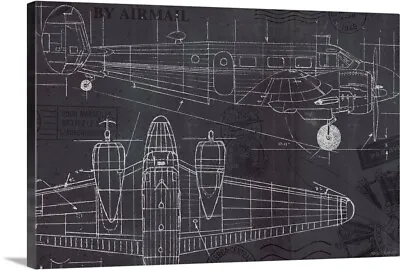 Plane Blueprint I Canvas Wall Art Print Airplane Home Decor • $379.99