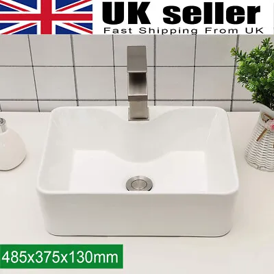  Counter Top Bathroom Cloakroom Hand Wash Basin Sink Ceramic White 485x375x130mm • £31.99