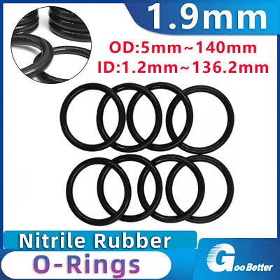 Metric Nitrile Rubber O-Rings Seals 1.9mm Cros Section 5-140mm OD O Ring Sealing • £2.27