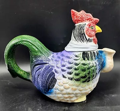 Vintage Teapot Ceramic Rooster Hen Farm Animal Bird Handled • $15