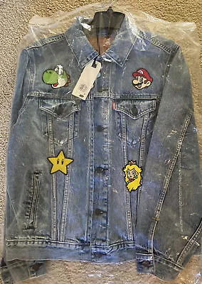 NWT NINTENDO SUPER MARIO X LEVI'S Men's VINTAGE FIT TRUCKER DENIM JACKET • $179