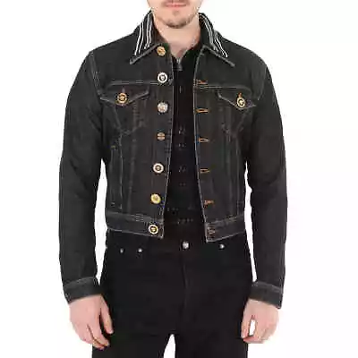 Versace Men's Black Medusa Head-motif Denim Jacket Brand Size 48 (US Size 38) • $1207.80
