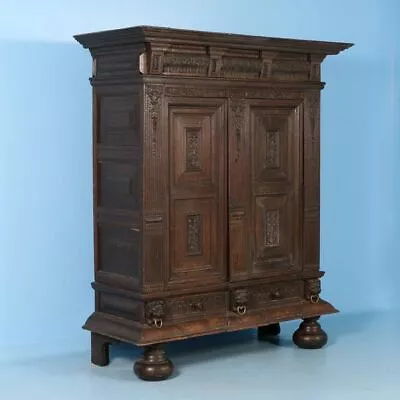 Carved Antique Early 19th Century Danish Oak Armoire  • $5285