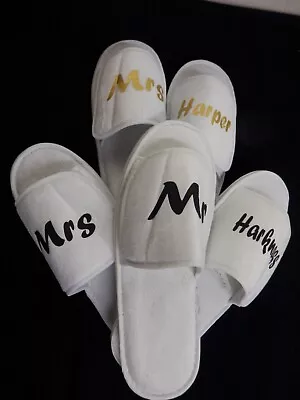 Personalised Slippers Name Open Toe Wedding Hen Party Holiday Spa Birthday • £5.36