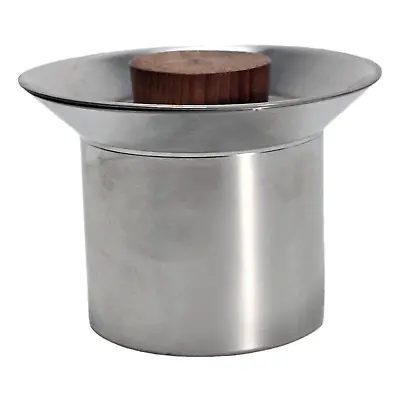 Mid Century Modern Italian WT Stainless Steel Teak Lid Sugar Bowl Silver 6 H • $75