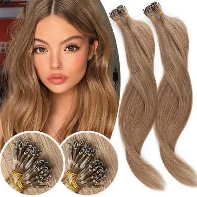 CLEARANCE Nano Ring 100% Human Remy Hair Extensions Loop Beads I Tip Brown THICK • $73.20