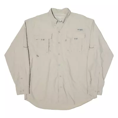 COLUMBIA Performance Fishing Gear Mens Plain Shirt Beige Nylon Long Sleeve XL • £17.99