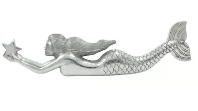 Polished Aluminum Metal Large Mermaid  W/Starfish Figure Sculpture Nautical • $209.99