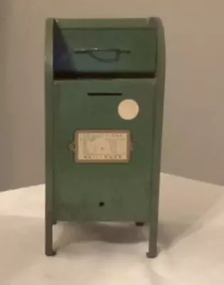 Vintage Metal Toy Bank. Small Large Green Mail Box. 9  Tall. • $36.23