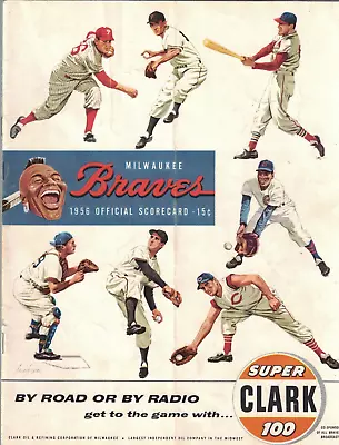 1956 Milwaukee Braves Scored Program W/Mathews HR Bill Bruton Autograph EX • $28