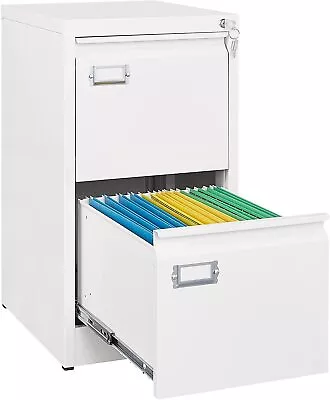 Metal Vertical File Storage Cabinet2 Drawer Filing Cabinet With Lock For Office • $89.99