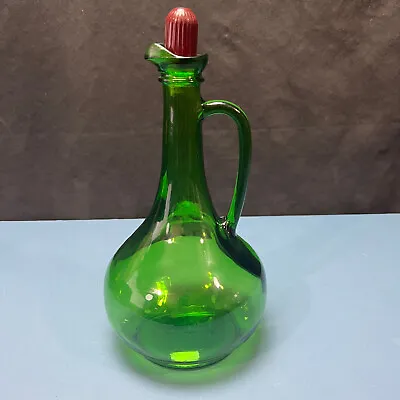 Vintage WINE WORLD 1976 Green Glass Wine Bottle Jug Style Bottle With Cork • $34.99