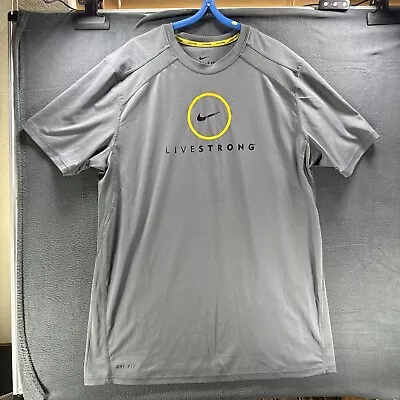 Nike Dri Fit Livestrong T Shirt Men’s L Gray Short Sleeve Vented Performance • $14.99