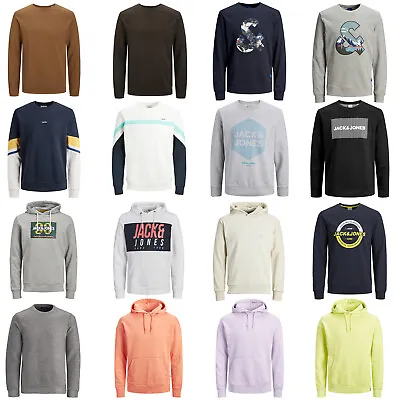 Mens Sweater Casual Hoodie Jack & Jones Chest Print Logo Sweatshirt Jumper • £29.95