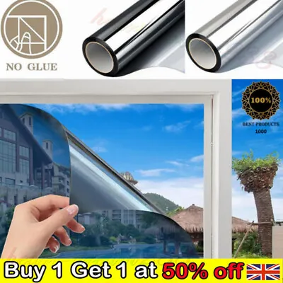 One Way Mirror Window Film Reflective Home Privacy Solar Tint Foil Glass-Sticker • £3.44