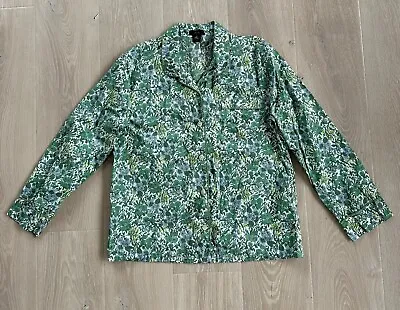J.Crew Long Sleeve Cotton Poplin Pajama Top In Fete Floral Green Button Up Sz M • $18